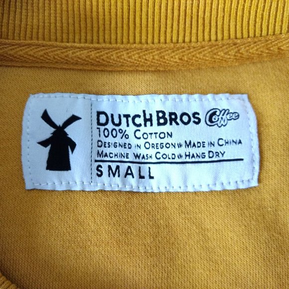 DUTCH BROTHERS Sweatshirt Men's S Gold Fleece Logo Ribbed Accent Long Sleeves‎ - Picture 10 of 12